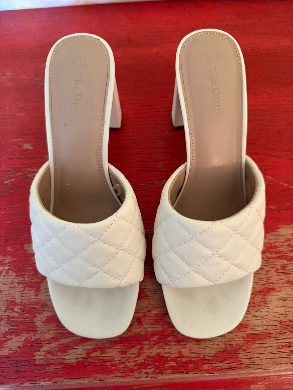 Quilted Slide Mules in Cream
